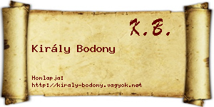 Király Bodony névjegykártya